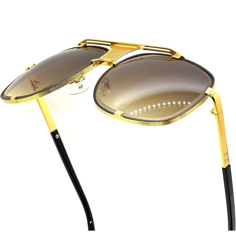 Aviator Sunglasses Gold Frame Brown Lens Fashion Shades Trendy Retro Vintage Men
